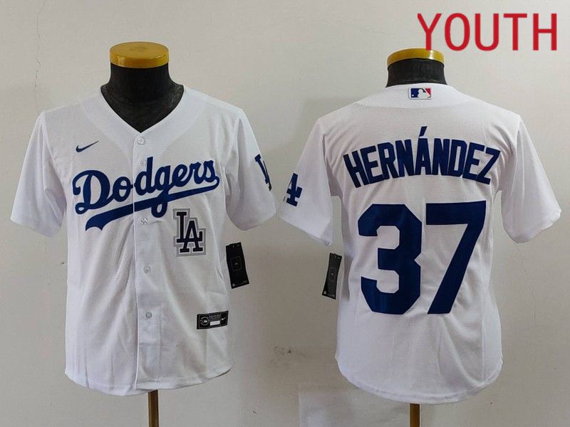 Youth Los Angeles Dodgers #37 Hernandez White Nike Game 2024 MLB Jersey style 7244->youth mlb jersey->Youth Jersey